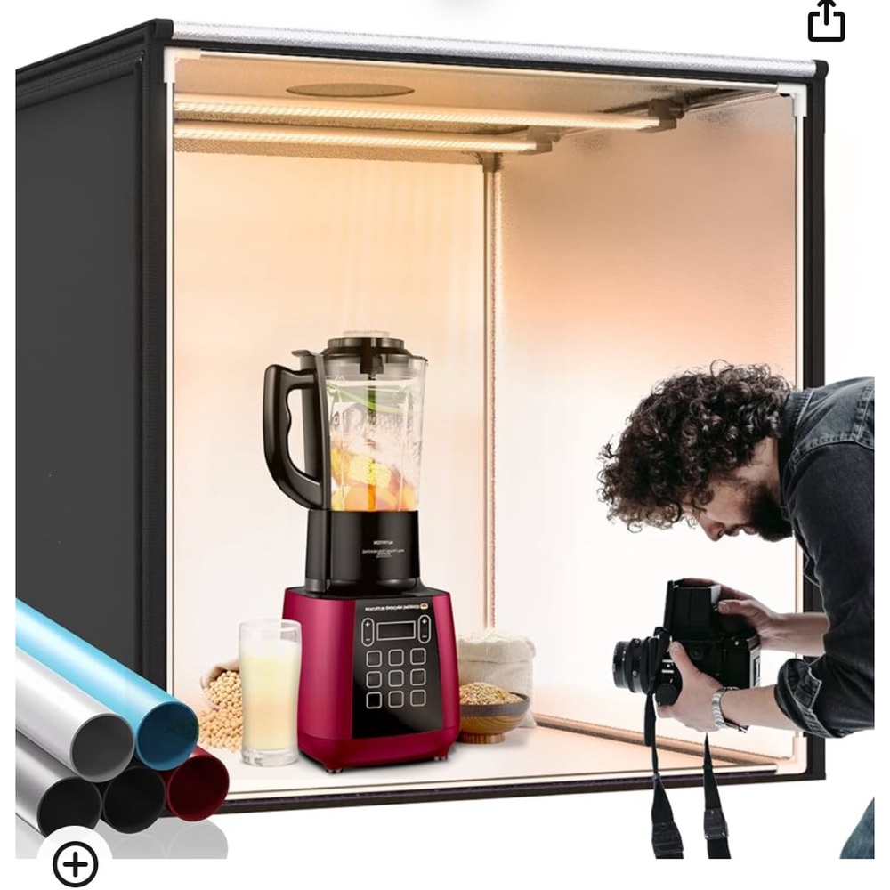 FOSITAN Dimmable Photo Light Box, 32x32” Professional Shooting Tent- 5 Backdrops